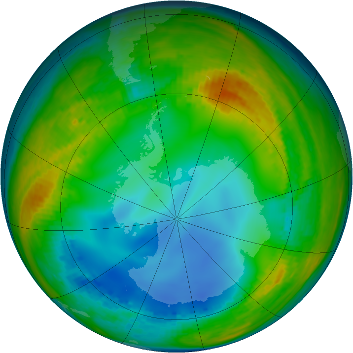 Antarctic ozone map for 18 July 2002